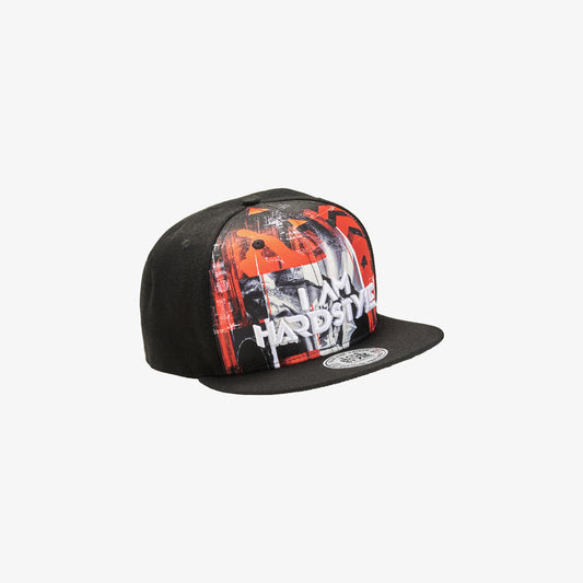 Born & Raised snapback with full-color artwork and I AM HARDSTYLE logo, front
